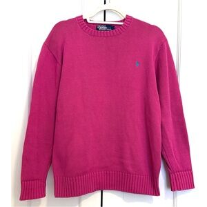 Polo Ralph Lauren Pink Cotton Crewneck Sweater – Blue Pony Logo – Size S